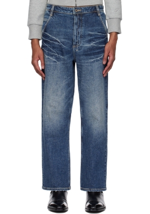 Fax Copy Express Blue Straight-Cut Jeans