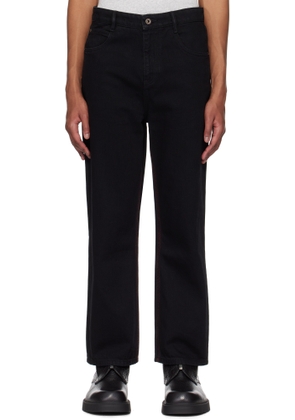 Fax Copy Express Black Stitch Straight Jeans