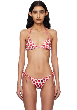 Versace Underwear White & Red Strawberry Garden Bikini Top