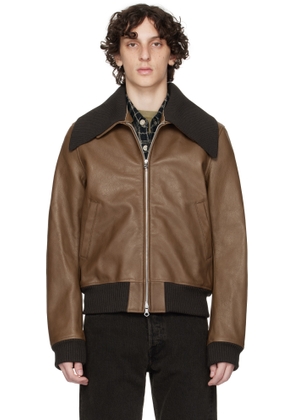 OUR LEGACY Brown Pharos Leather Bomber Jacket