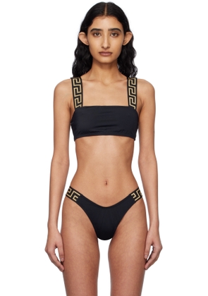 Versace Underwear Black Greca Border Bikini Top