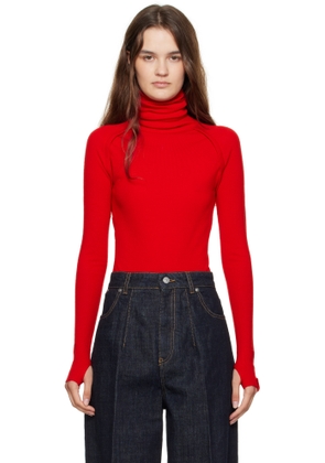 Victoria Beckham Red High Turtleneck
