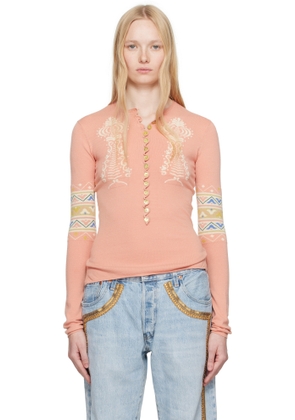 Conner Ives Pink Sock Long Sleeve Henley