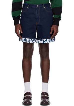 Burberry Indigo Flocked Denim Shorts