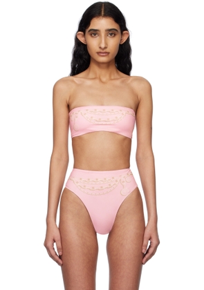 Versace Underwear Pink Graphic Bikini Top