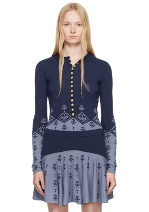 Conner Ives Blue Sock Long Sleeve Henley