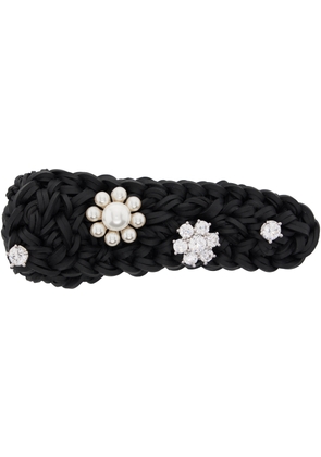 SHUSHU/TONG Black Rhinestone Flower Hair Clip
