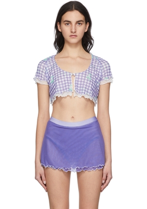 Poster Girl SSENSE Exclusive Purple Gingham Cher Cover Up Top