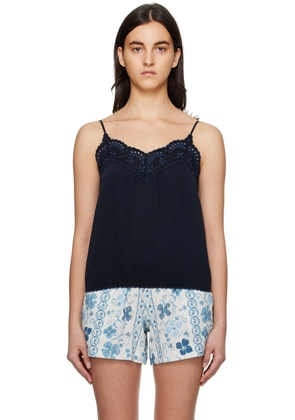 See by Chloé Navy Embroidered Tank Top