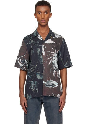 Paul Smith Navy & Brown Mixed Panel Thistleberry Shirt