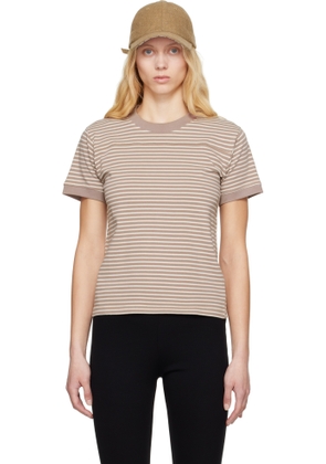 Carter Young Taupe & Off-White Striped Football T-shirt