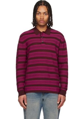 Wales Bonner Burgundy & Pink 'The Billie Knit' Polo