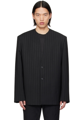 We11done Black Striped Embossed Blazer