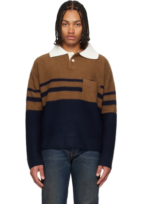 Wales Bonner Brown & Navy 'The Calm' Polo