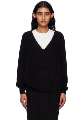 Baserange Black Danube V-Neck Sweater