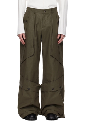 CARNET-ARCHIVE Khaki Coated Wide Mass Trousers