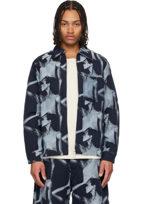 Wales Bonner Navy Theaster Gates Edition 'The Jet Zip' Denim Jacket