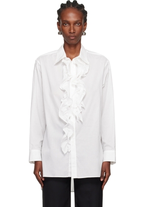 Y's White Cotton Lawn Untrimmed Frill Shirt