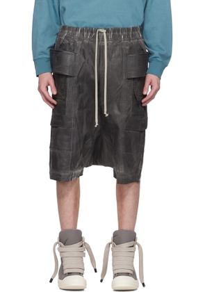 Rick Owens DRKSHDW Gray Hollywood Creatch Cargo Pods Denim Shorts