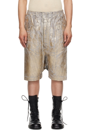 Rick Owens DRKSHDW Gold Hollywood Drawstring Pods Denim Shorts