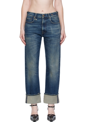 R13 Blue Cuffed Romeo Jeans