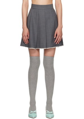SHUSHU/TONG SSENSE Exclusive Gray Pleated Raw Hem Miniskirt