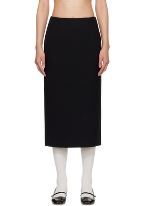 SHUSHU/TONG Black Straight Fitted Midi Skirt