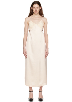 LVIR Beige V-Neck Midi Dress