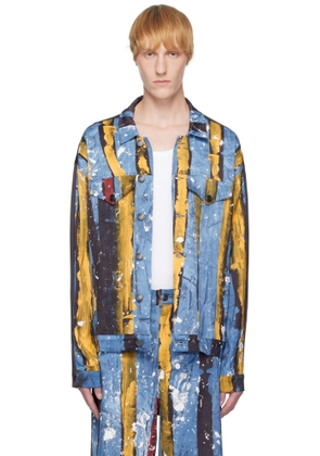 Charles Jeffrey LOVERBOY Navy & Blue Silky Oversized 'Denim' Jacket