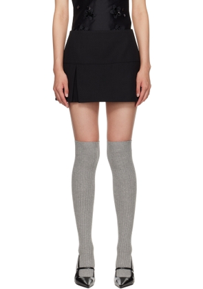 SHUSHU/TONG Black Low Waist A-Line Miniskirt