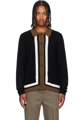 Hugo Black Button-Up Striped Cardigan
