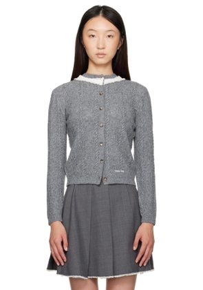 SHUSHU/TONG Gray Collar Embellished Cardigan