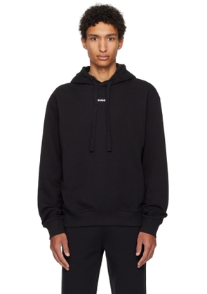 Hugo Black Cotton-Terry Relaxed-Fit Hoodie