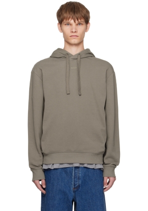 Hugo Taupe Cotton-Terry Relaxed-Fit Hoodie