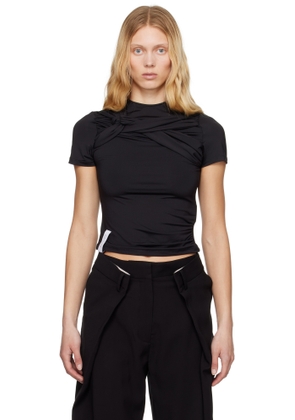 Rokh Black Twisted Knot Half Sleeve T-shirt