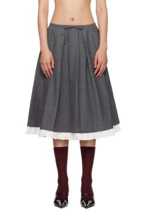 SHUSHU/TONG Gray Ruffled Pleat Midi Skirt