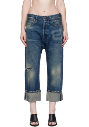 R13 Blue Cuffed Tailored Drop Jeans