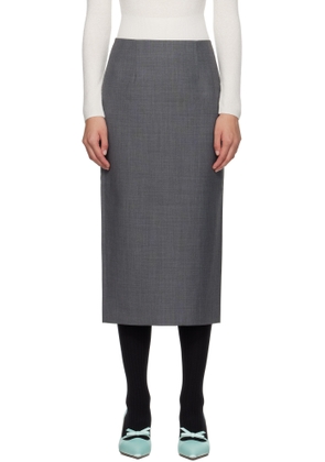 SHUSHU/TONG Gray Straight Fitted Midi Skirt