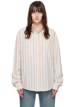 WYNN HAMLYN Off-White & Brown Patch Pocket Shirt