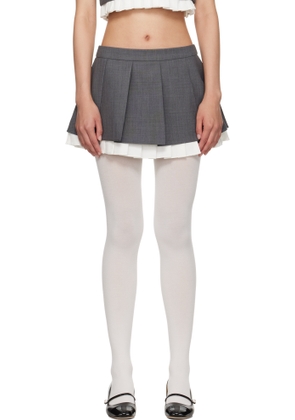 SHUSHU/TONG Gray Ruffled Pleat Miniskirt