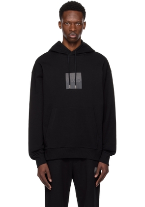 Hugo Black Relaxed-Fit Split Logo Hoodie