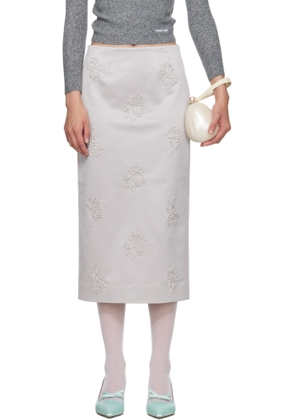 SHUSHU/TONG Silver Straight Fitted Midi Skirt