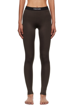 TOM FORD Brown Lustrous Jersey Signature Leggings