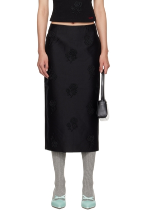 SHUSHU/TONG Black Straight Fitted Midi Skirt