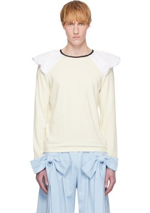 ANDREJ GRONAU Off-White Draped Shoulder Jersey Top