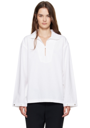 Victoria Beckham White Tab Detail Denim Blouse