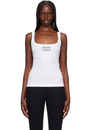 Versace Underwear White Rib & Embroidery Patch Tank Top