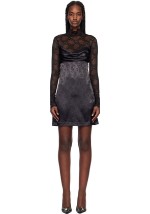 Versace Jeans Couture Black Lace Flowers Minidress