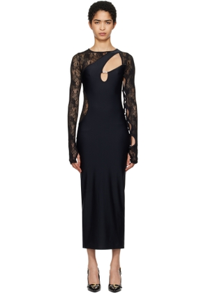 Versace Jeans Couture Black Mesh Lace Midi Dress