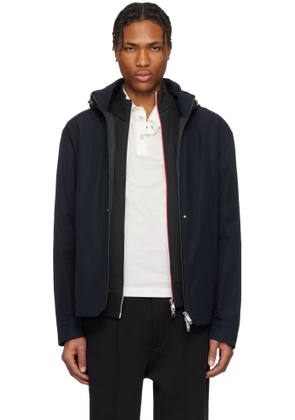 Moncler Navy Lacha Hooded Windbreaker Jacket